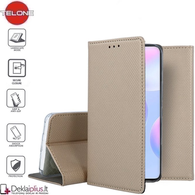 Telone smart magnet atverčiamas dėklas - auksinės spalvos (Xiaomi Redmi 9A) Telone smart magnet atverčiamas dėklas - auksinės spalvos (Xiaomi Redmi 9A)